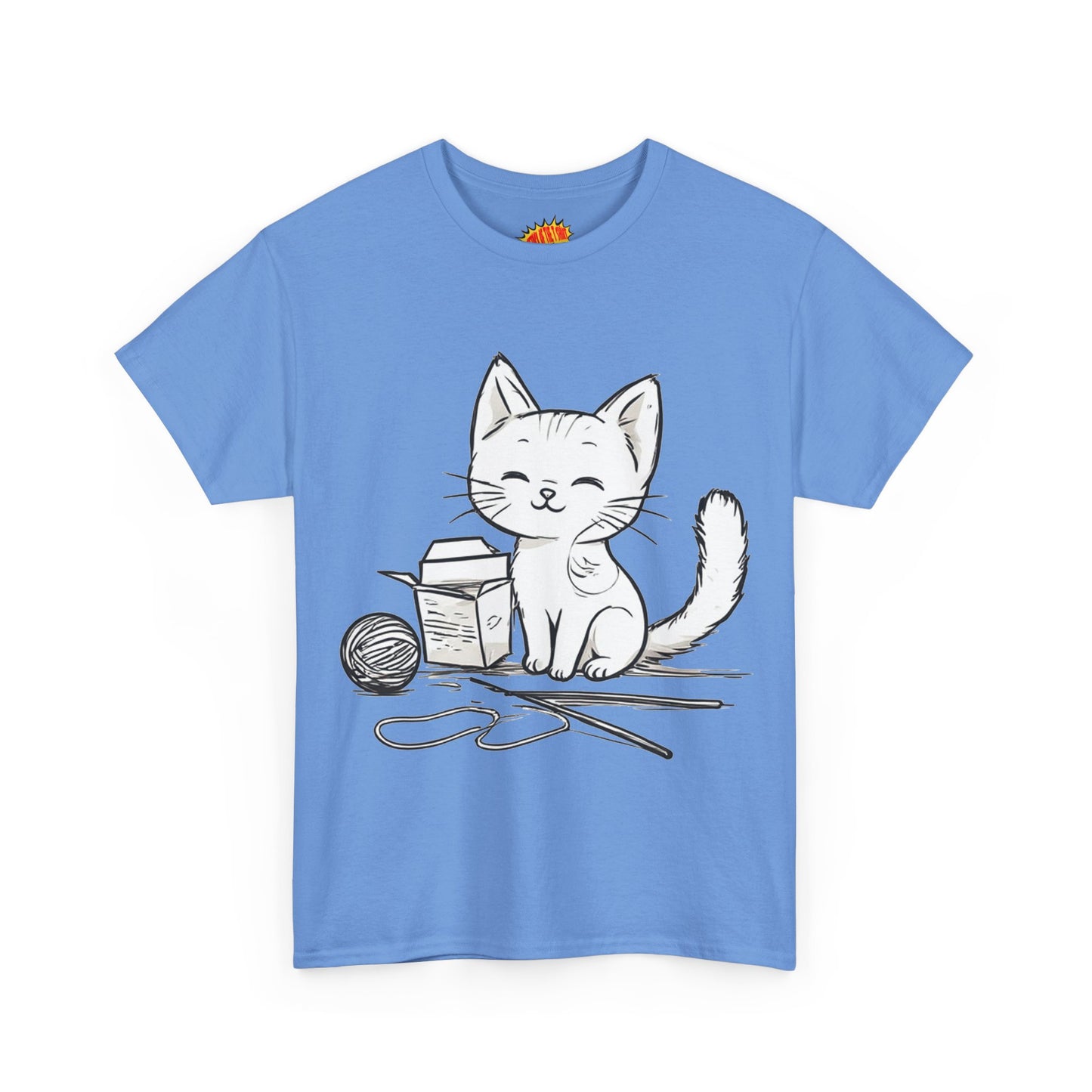 White Cat w/Takeout Yarn Art Tee Shirt *Multiple Colors*