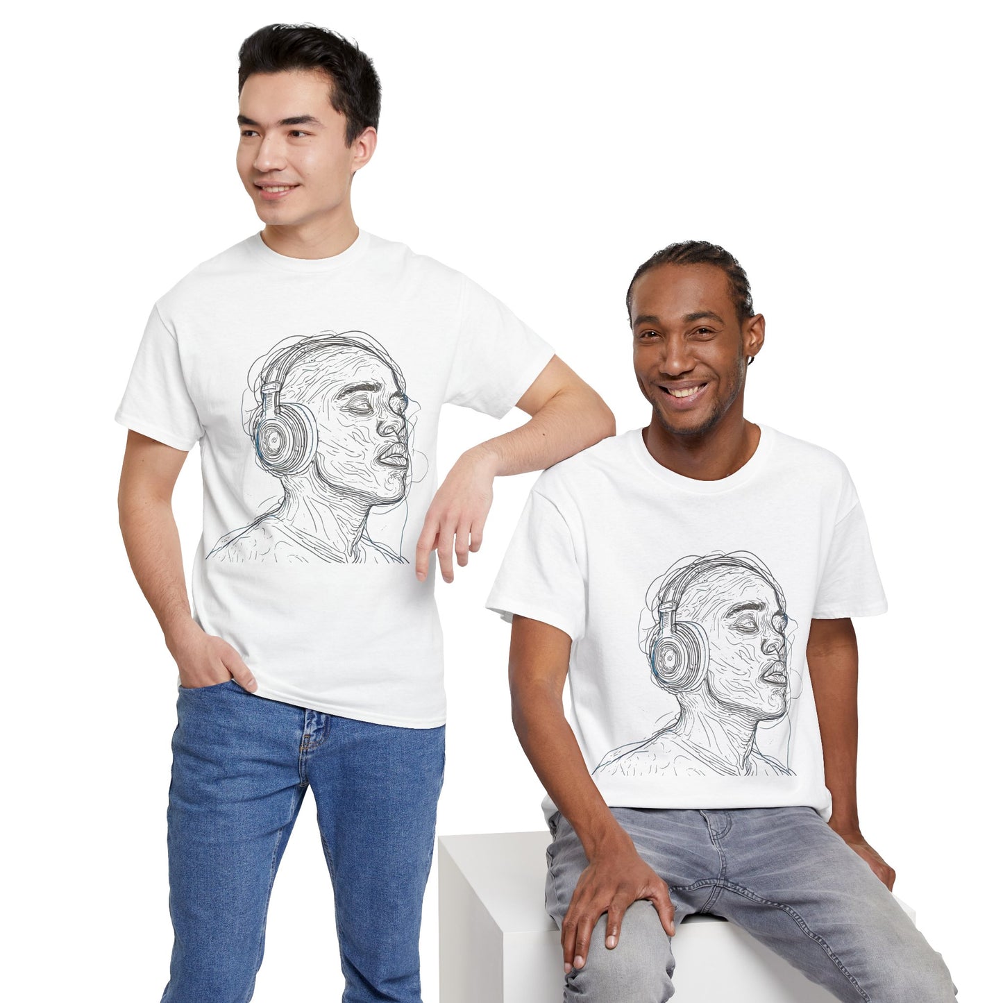 Line Drawing Portrait Graphic Music Art Tee Shirt *Multiple Colors*