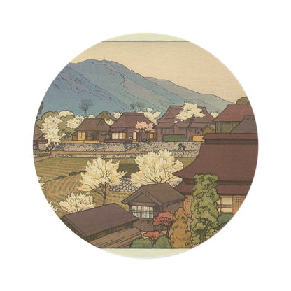 Village of Plums Yoshida Toshi 1951 Print Area Rug - 60in Diameter Round Rug