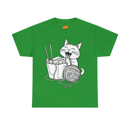 Happy Cat w/Noodles + Yarn Art Tee Shirt