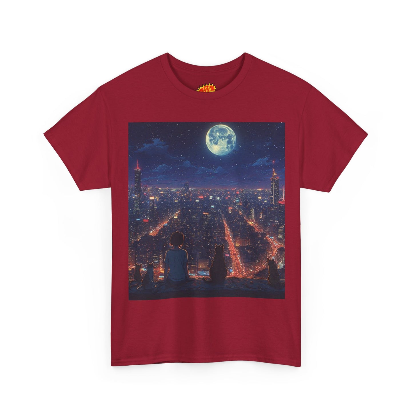 Anime City Neon Night Scene w/Cats T-Shirt *Multiple Colors*