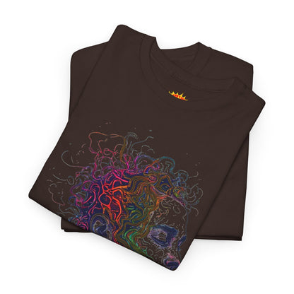 Multicolor Line Drawing Human Graphic Art Tee Shirt
