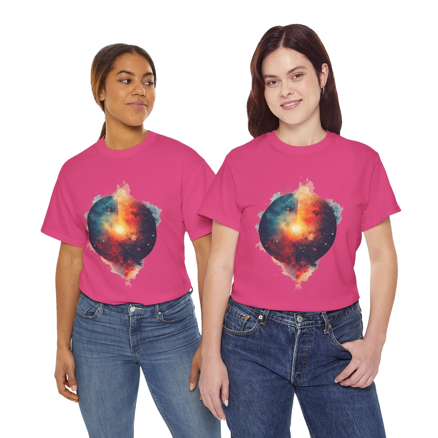 Round Galaxy w/Nebula Graphic Art Tee Shirt *Multiple Colors*