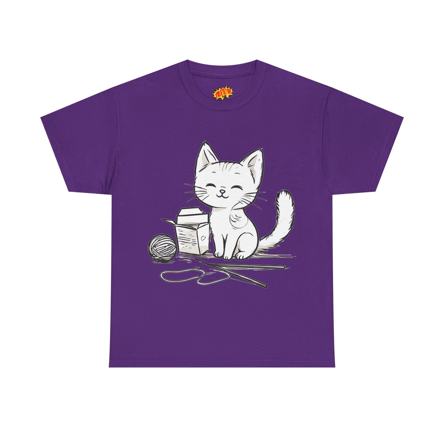 White Cat w/Takeout Yarn Art Tee Shirt *Multiple Colors*