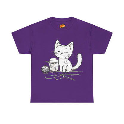 White Cat w/Takeout Yarn Art Tee Shirt