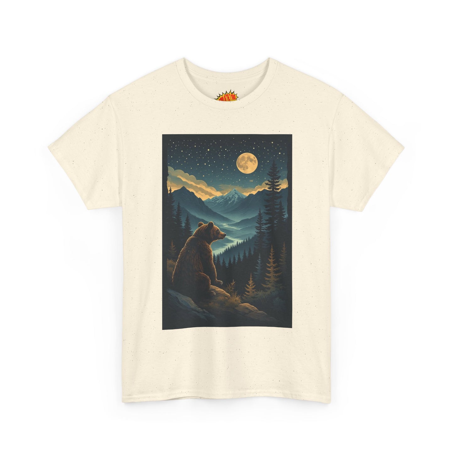 Sitting Grizzly Bear Full Moon Scene T-Shirt *Multiple Colors*