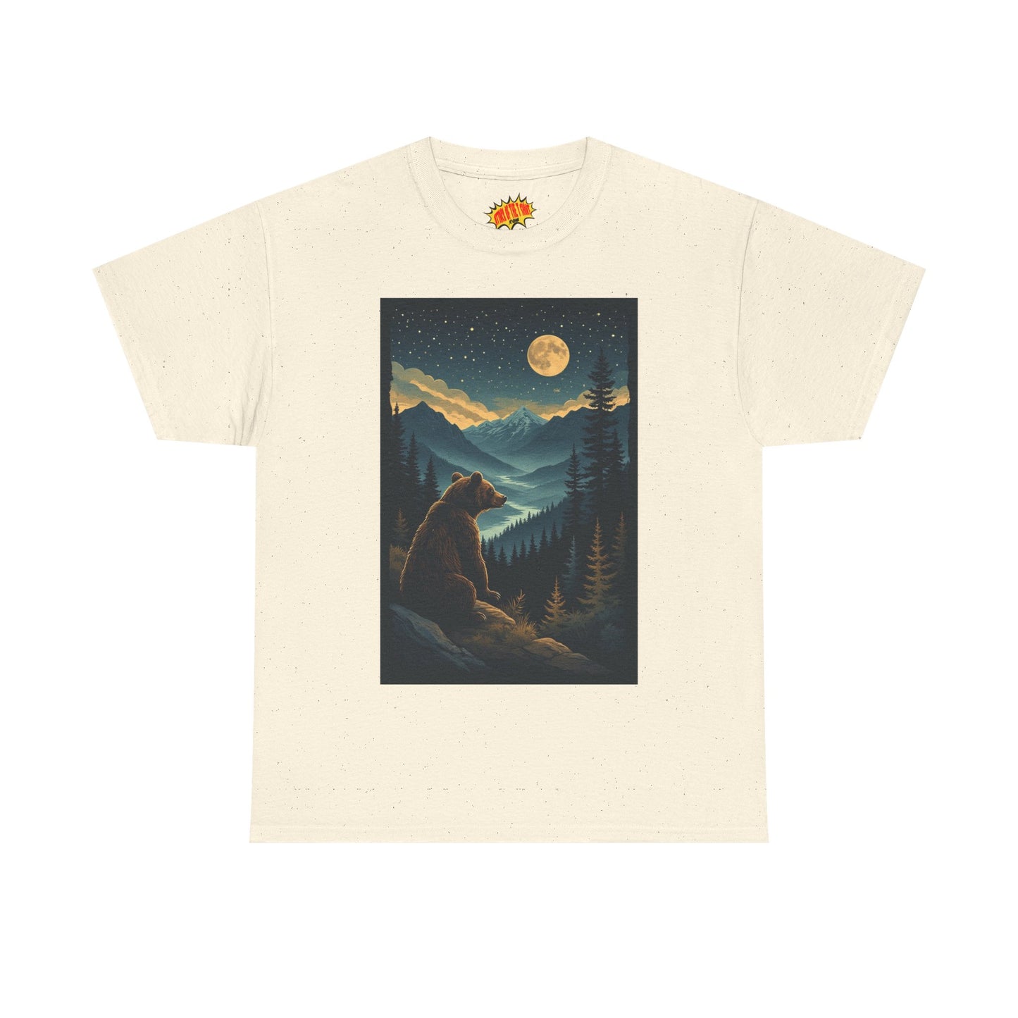 Sitting Grizzly Bear Full Moon Scene T-Shirt *Multiple Colors*