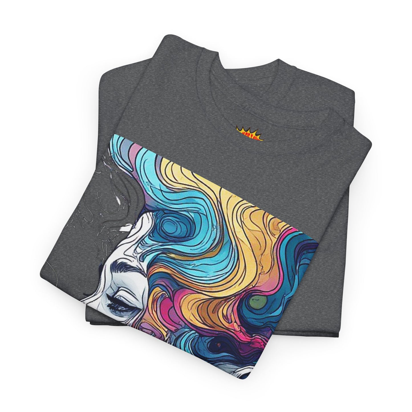Face w/Color Hair Graphic Art Tee Shirt *Multiple Colors*