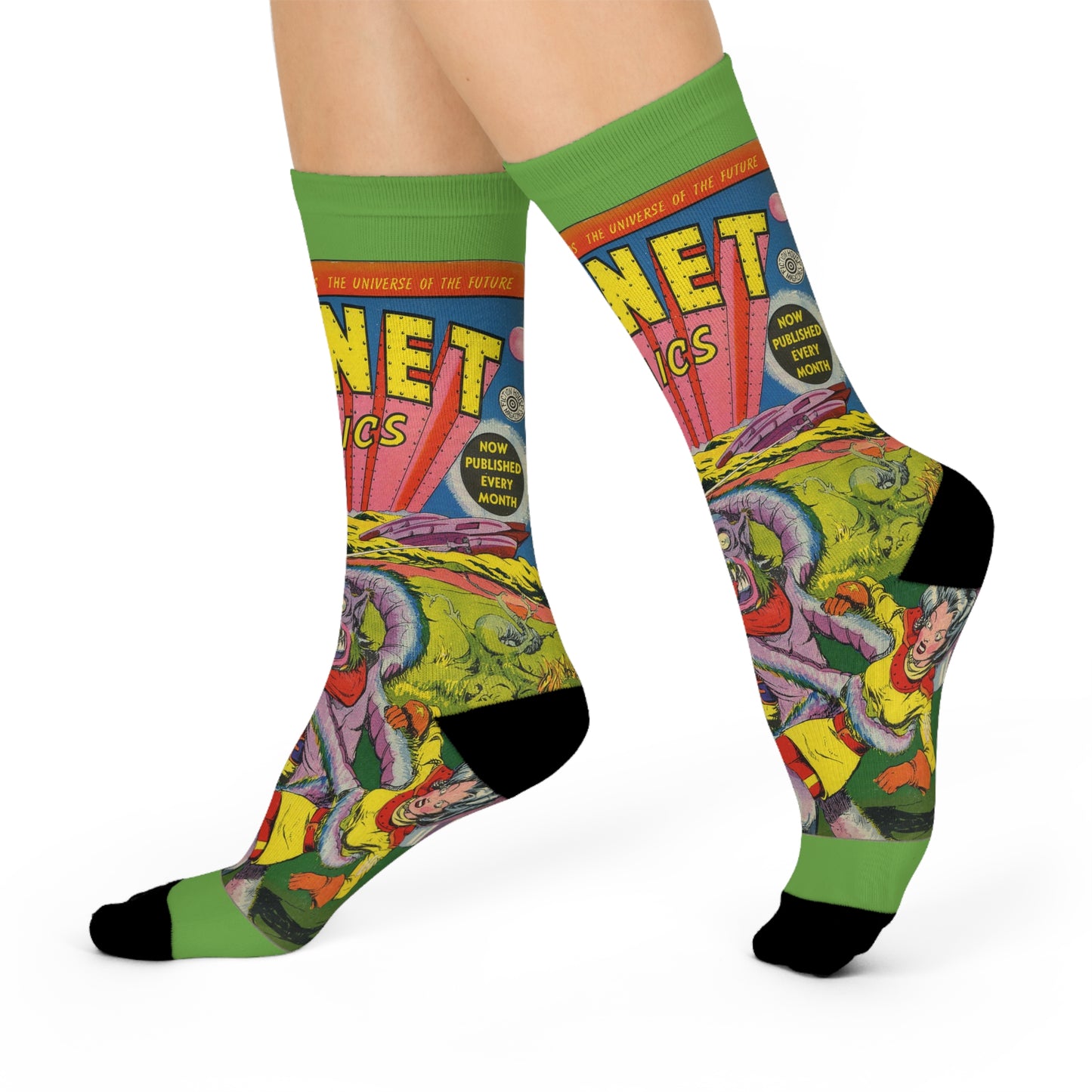 Planet Comics #2 Cushioned Socks Green