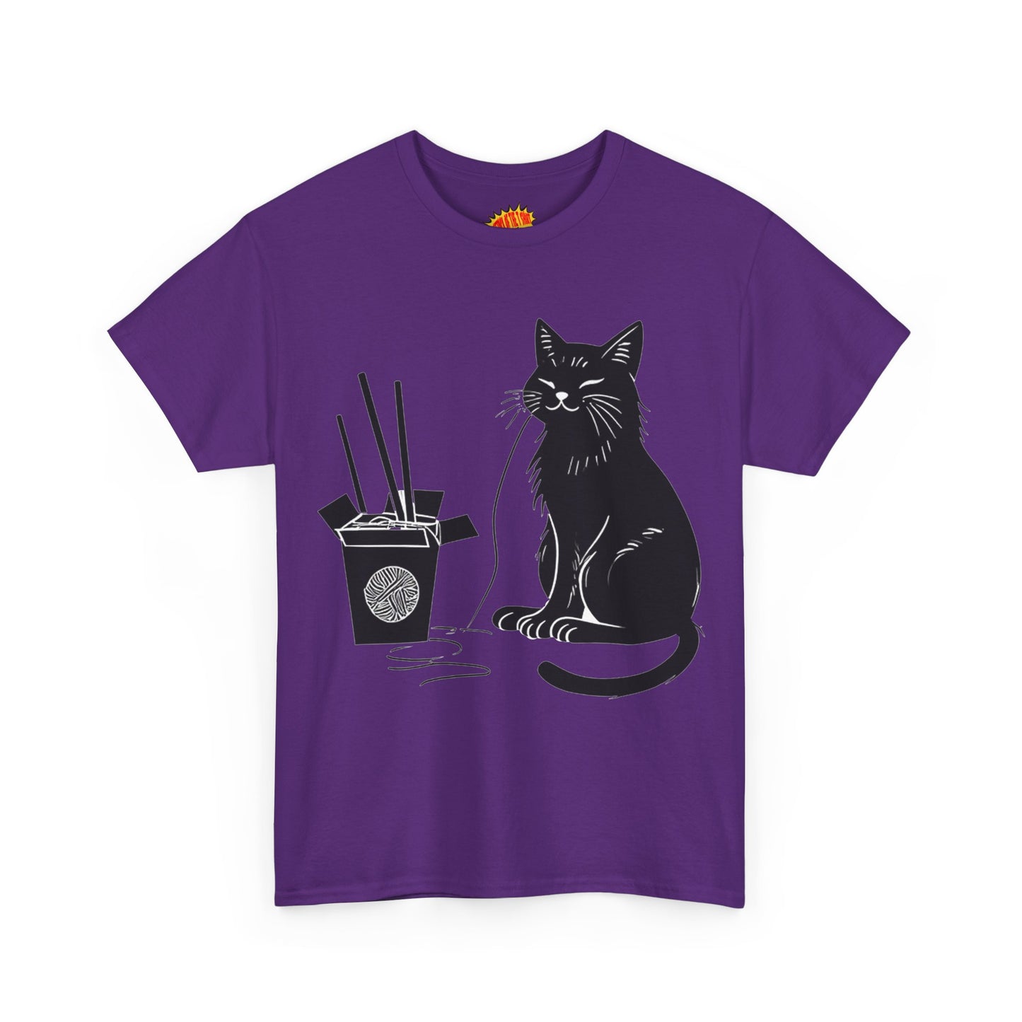 Black Cat w/Takeout Yarn Art Tee Shirt *Multiple Colors*