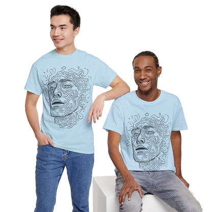 Human Face Line Drawing Portrait Graphic Art Tee Shirt