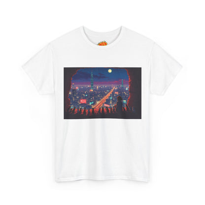 Anime Neon Cityscape Scene w/Cats T-Shirt