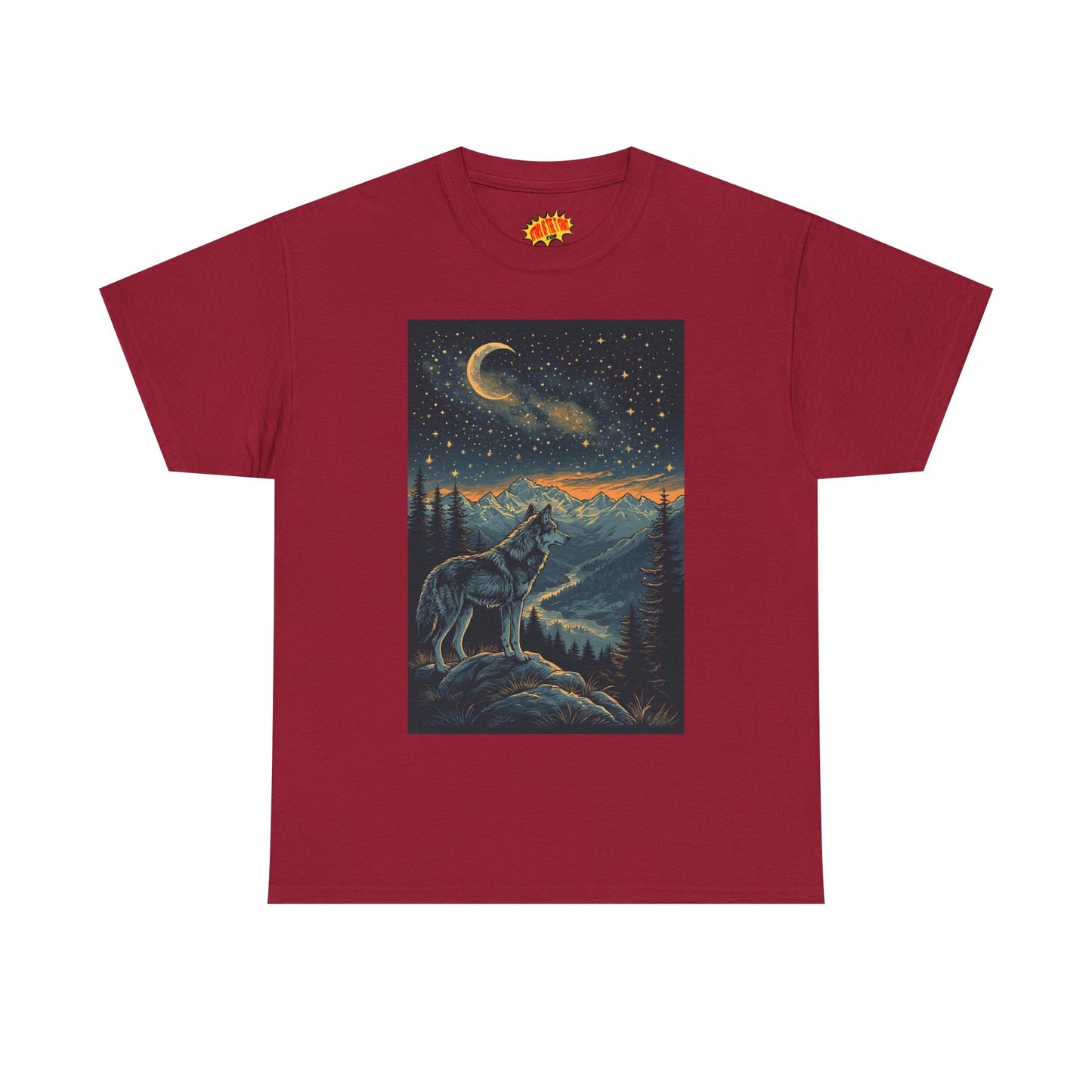 Mountain Wolf Sliver Moon Scene T-Shirt *Multiple Colors*