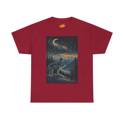 Mountain Wolf Sliver Moon Scene T-Shirt