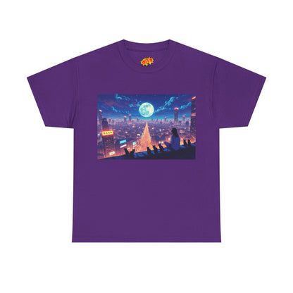 Anime Neon Night Cityscape w/Cats T-Shirt