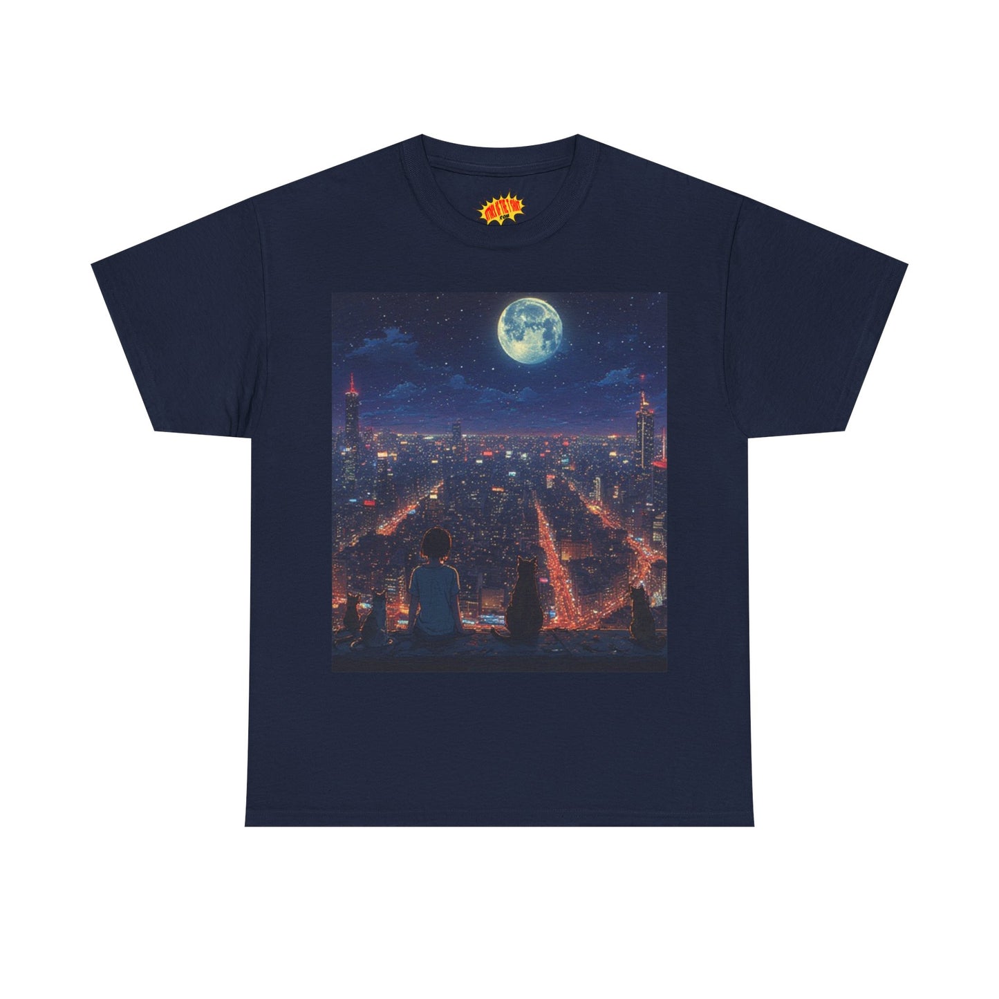 Anime City Neon Night Scene w/Cats T-Shirt *Multiple Colors*