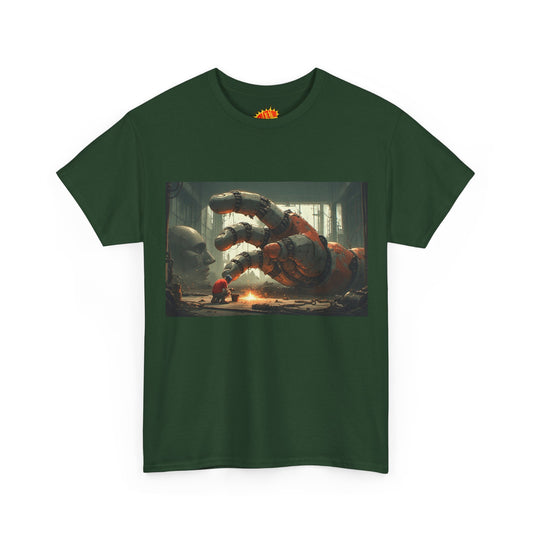 Anime Robot Workshop w/Worker & Mech Scene T-Shirt *Multiple Colors*