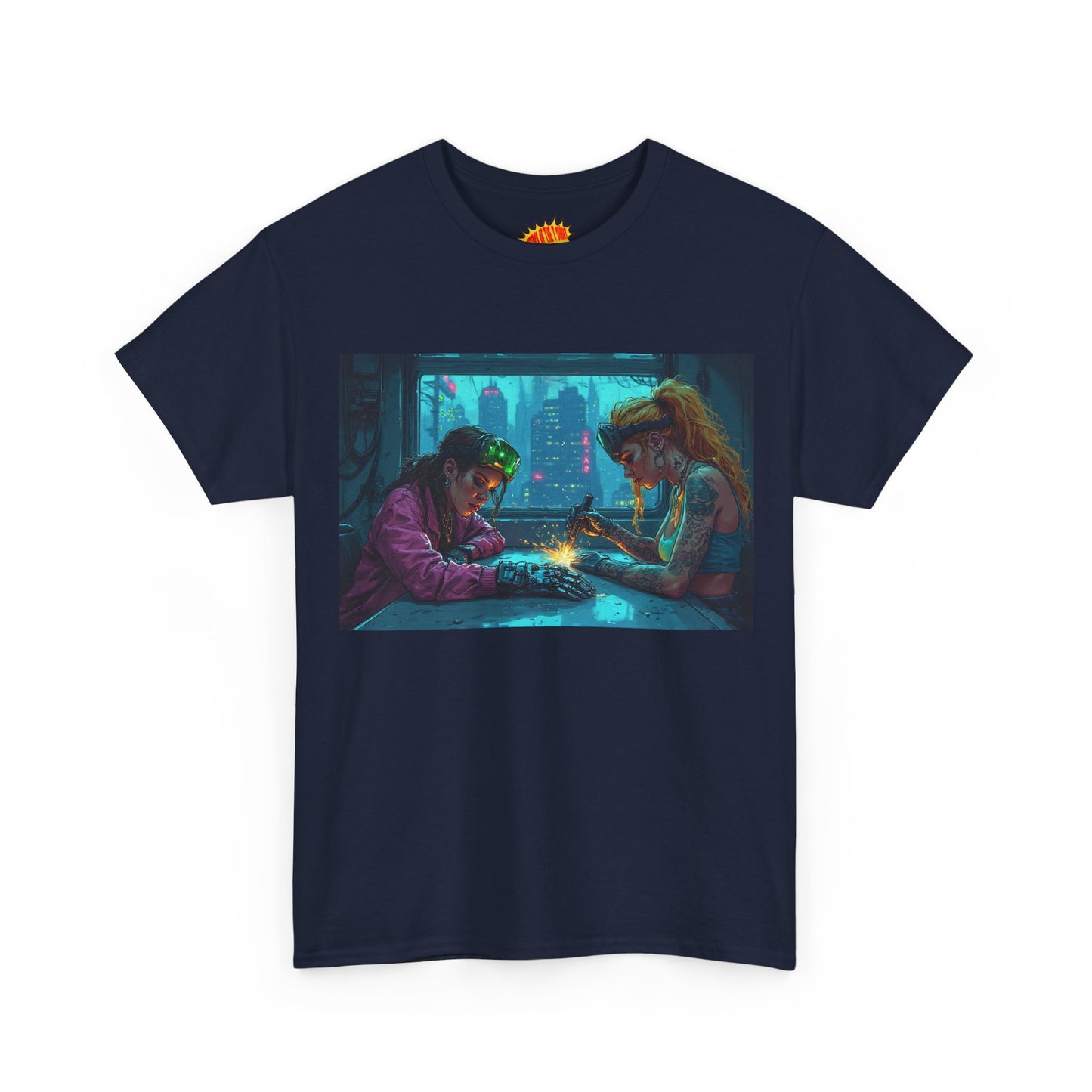 Cyberpunk Ladies Welding Scene T-Shirt *Multiple Colors*