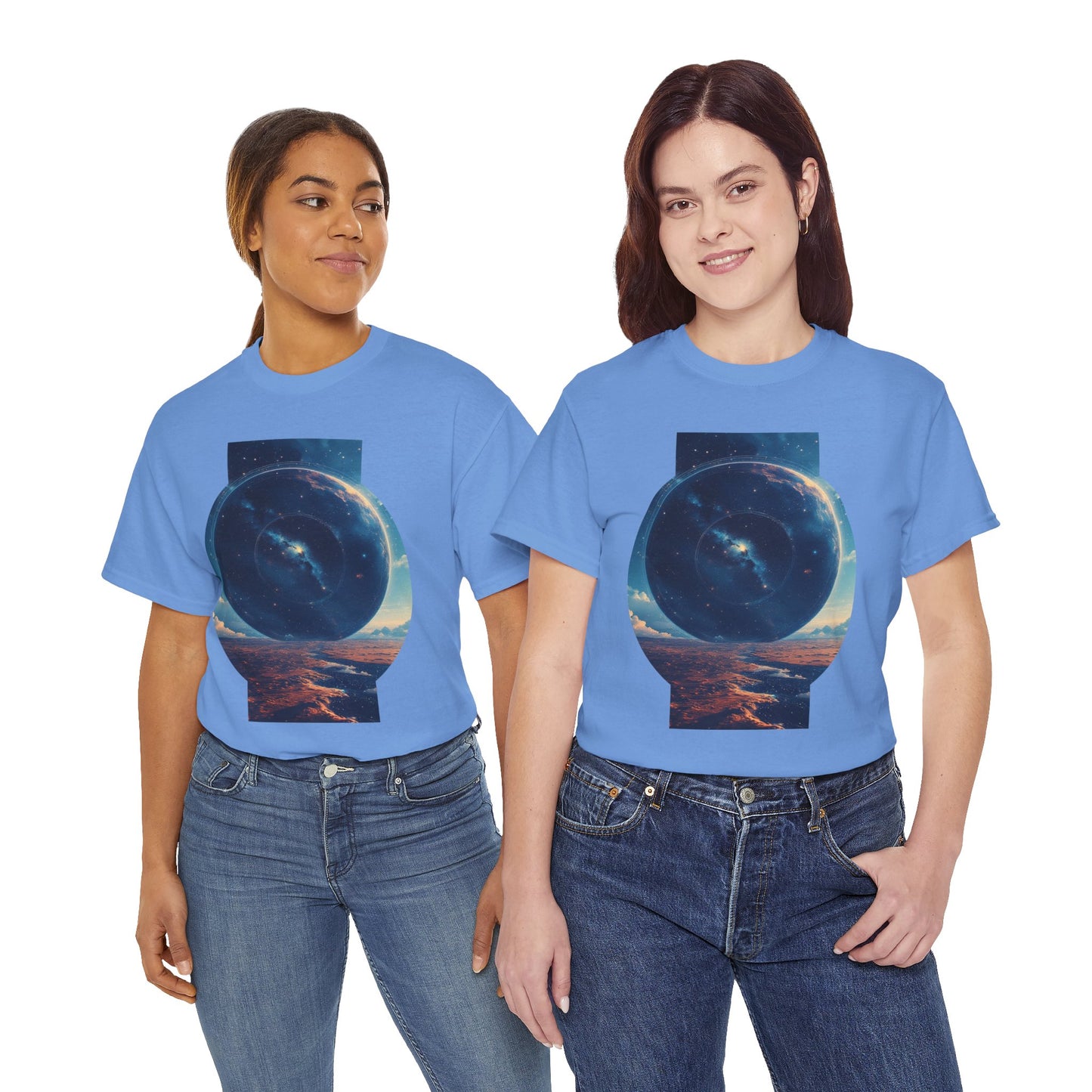 Round Galaxy Space Graphic Art Tee Shirt *Multiple Colors*