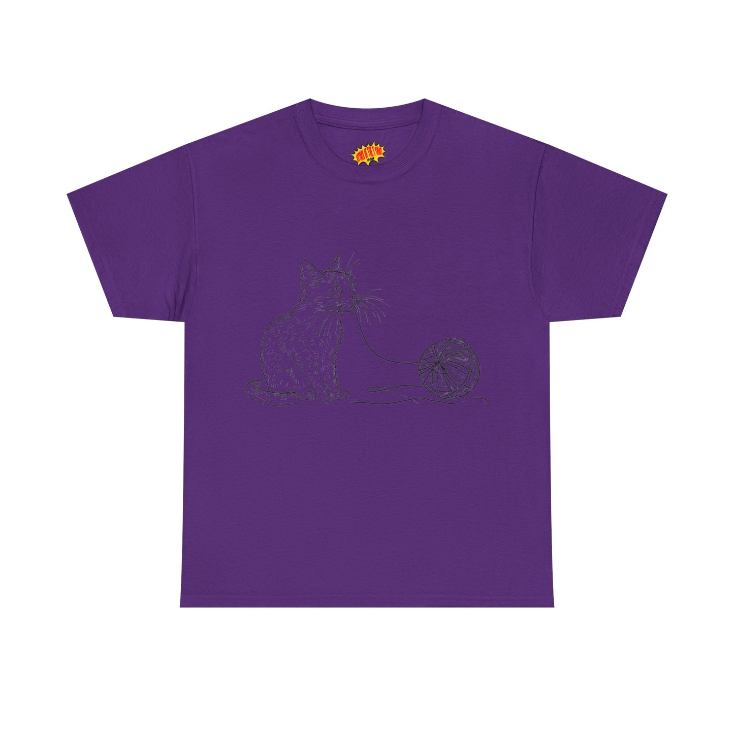 Cat w/Yarn Line Drawing Art Tee Shirt *Multiple Colors*