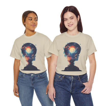 Abstract Galaxy Nebula Art w/Face Graphic Tee Shirt