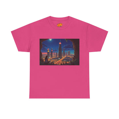 Anime Cityscape Night Scene w/Girl & Cats T-Shirt