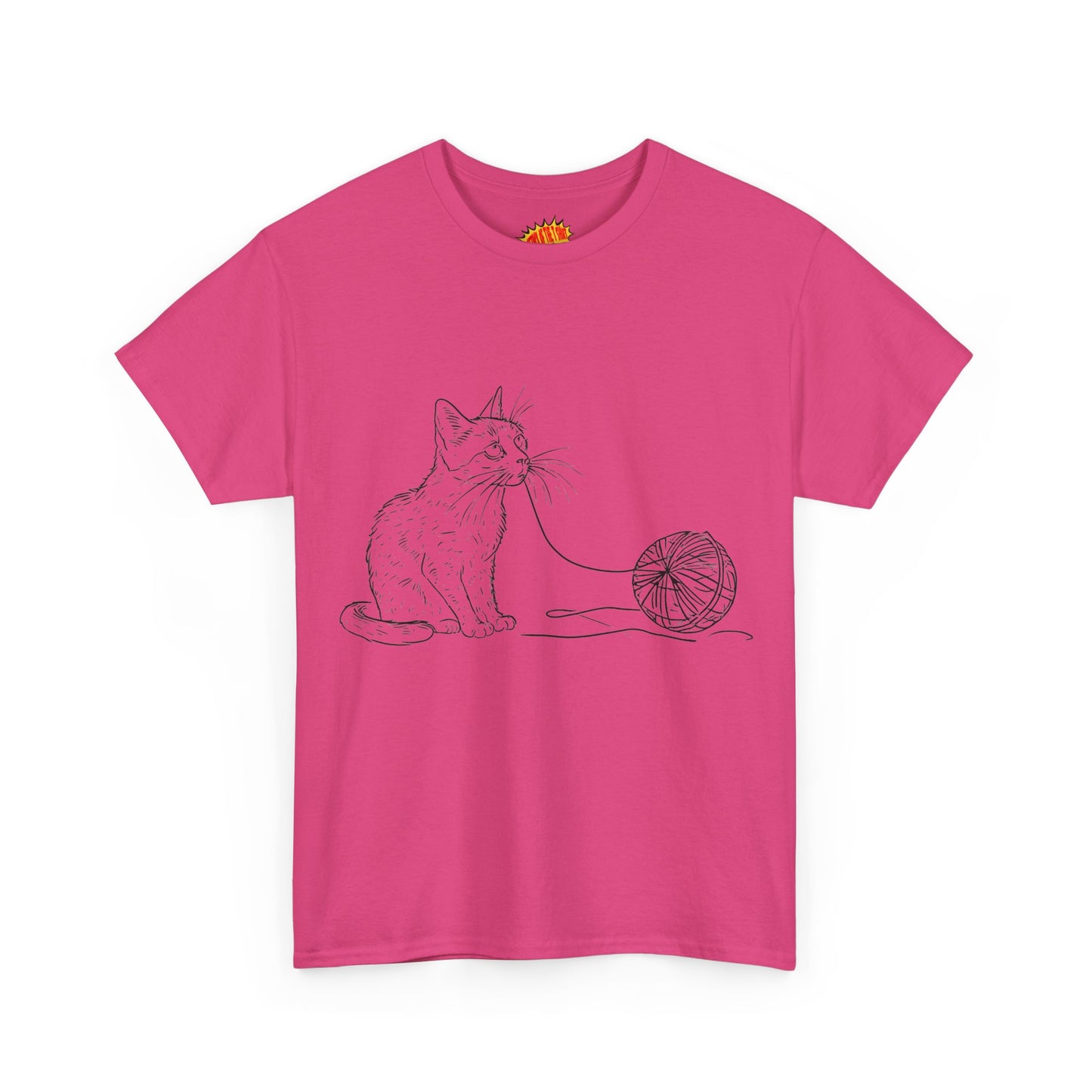 Cat w/Yarn Line Drawing Art Tee Shirt *Multiple Colors*
