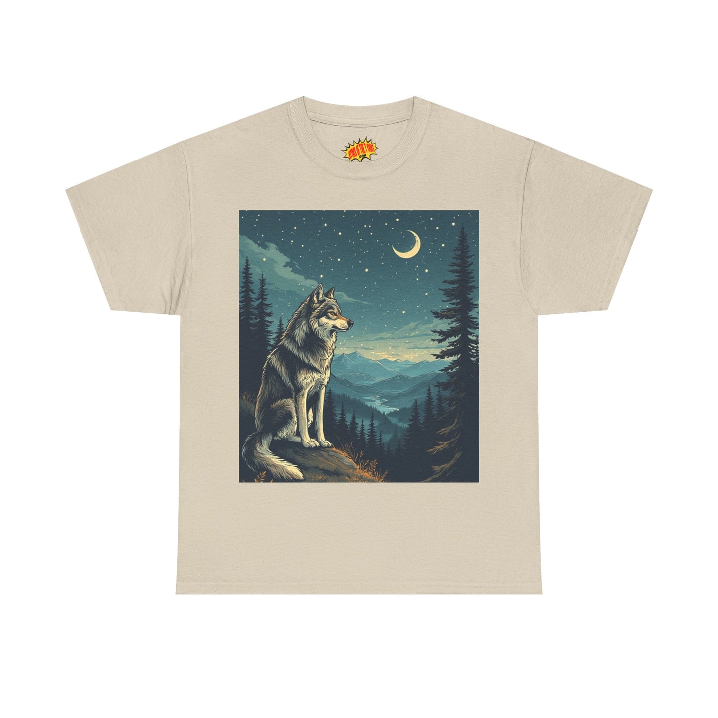 Wolf with Sliver Moon Scene T-Shirt *Multiple Colors*