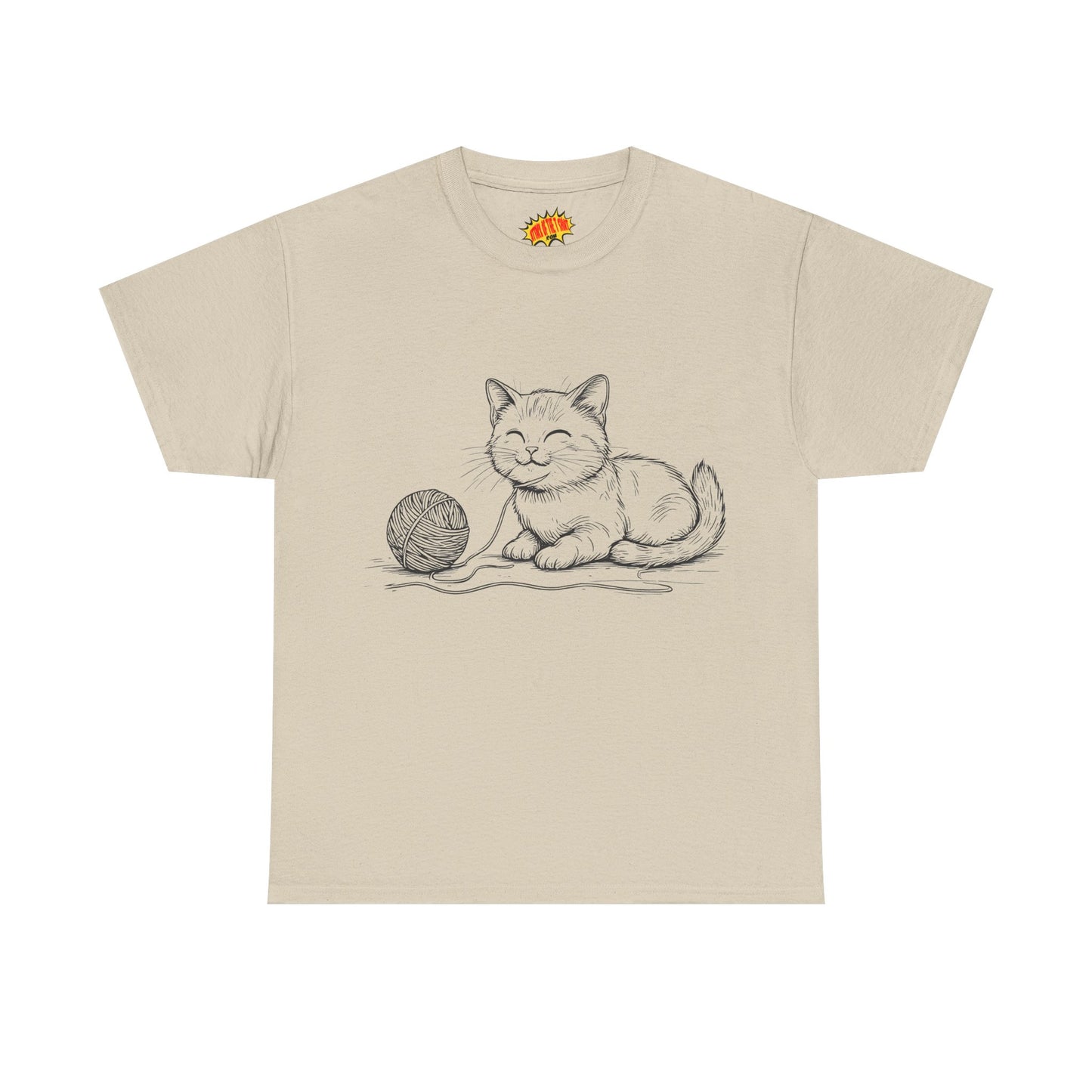 Cat w/Yarn Ball Line Drawing Tee Shirt *Multiple Colors*