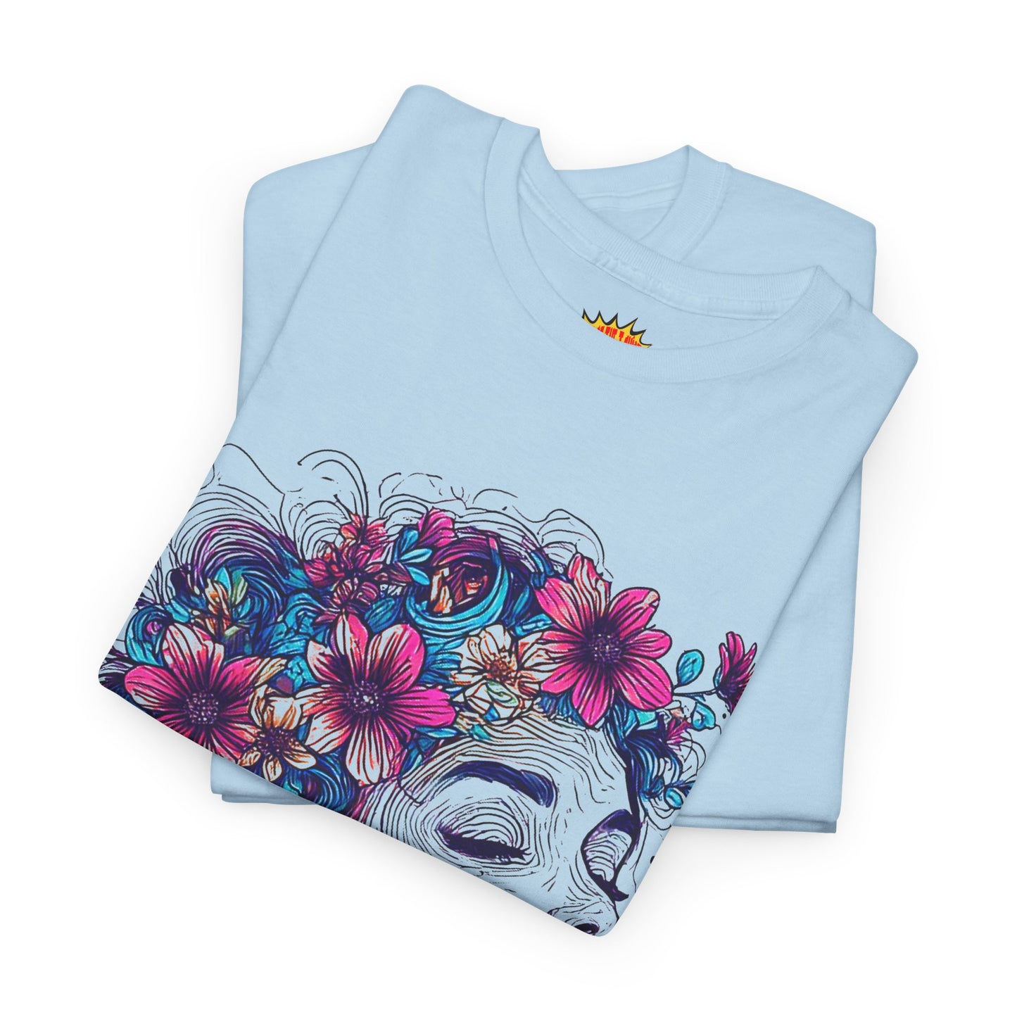 Multicolor Line Drawing Human Flower Graphic Art Tee Shirt *Multiple Colors*