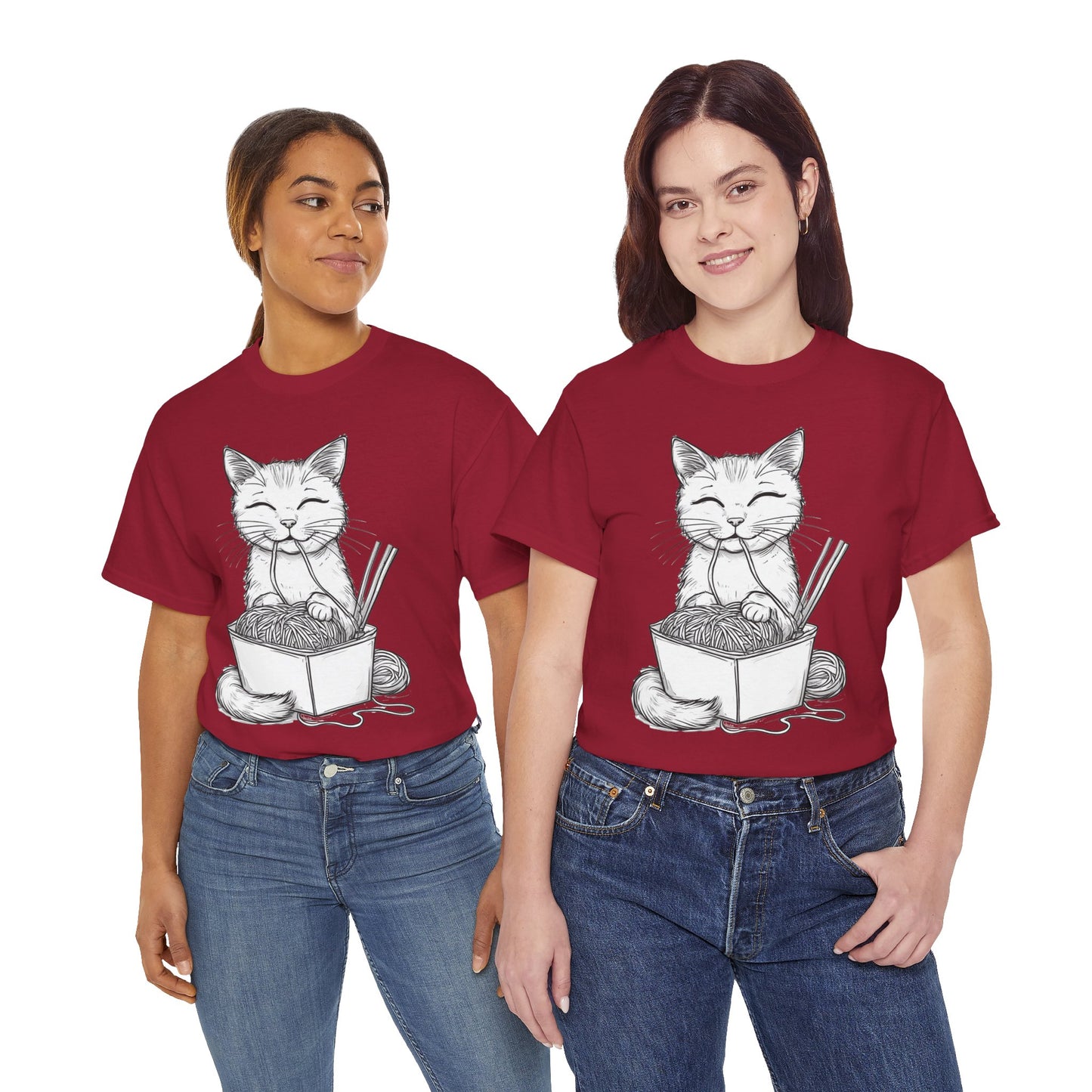 Cat w/Noodles Drawing Art Tee Shirt *Multiple Colors*