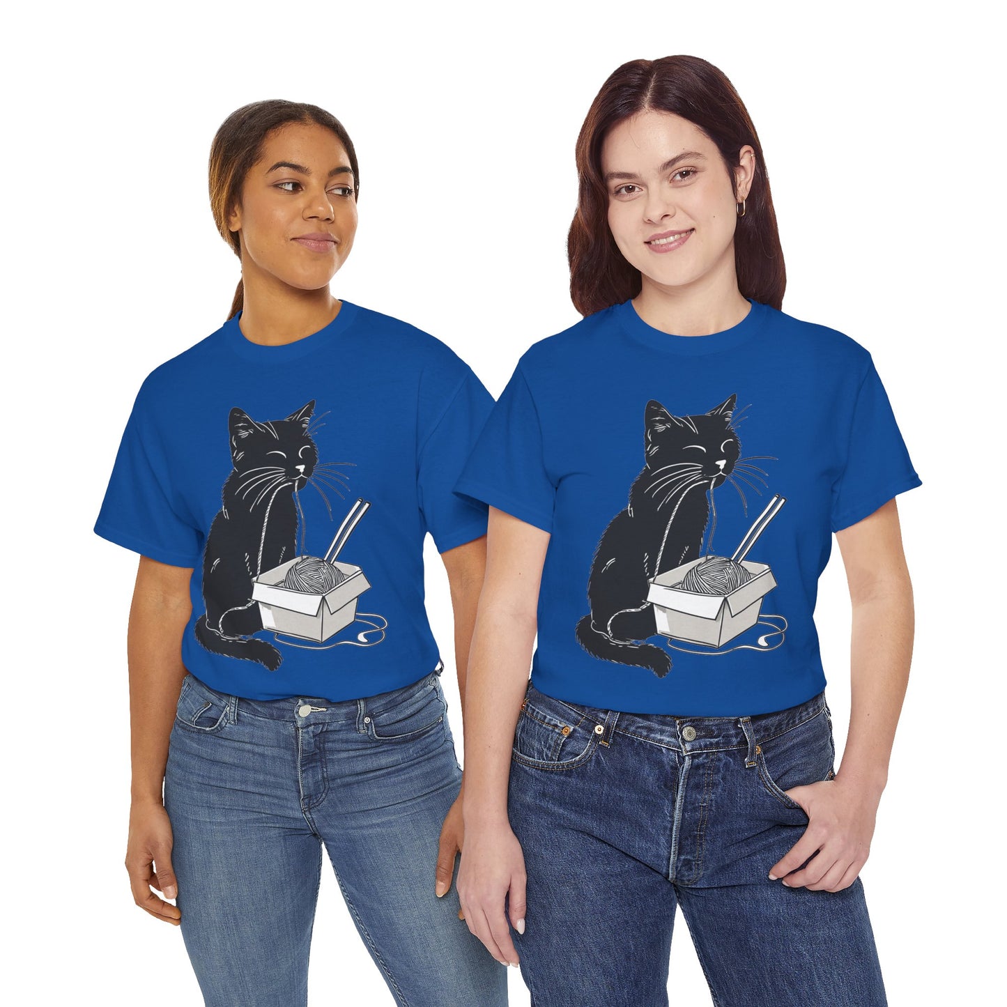 Black Cat w/Noodles Drawing Art Tee Shirt *Multiple Colors*