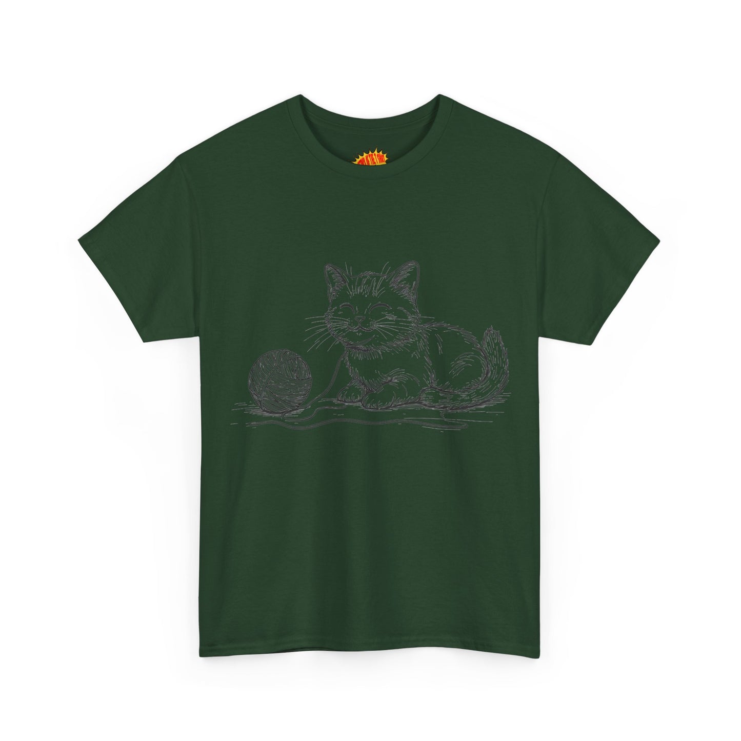 Cat w/Yarn Ball Line Drawing Tee Shirt *Multiple Colors*