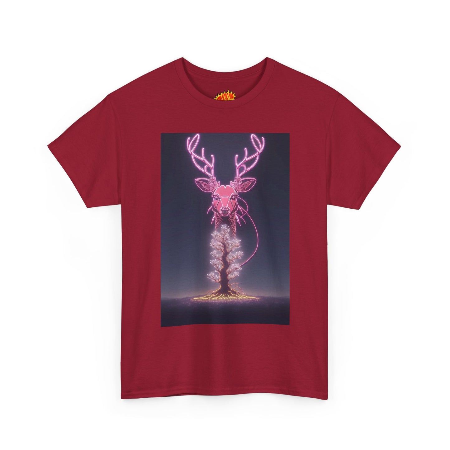 Electric Neon Deer Tree Cotton Tee Shirt *Multiple Colors*