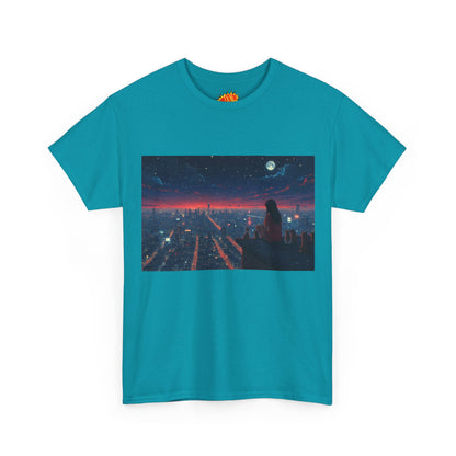 Neon City Anime Night Scene w/Cats T-Shirt