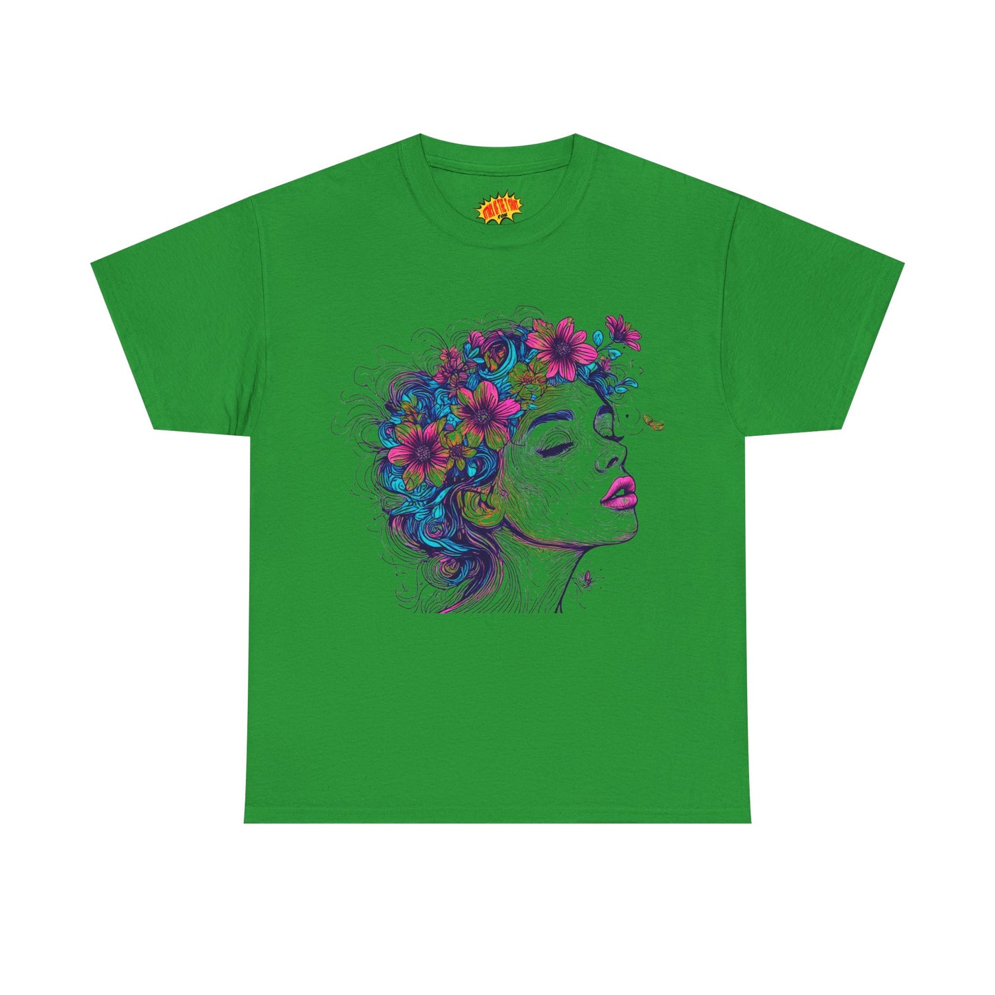 Multicolor Line Drawing Human Flower Graphic Art Tee Shirt *Multiple Colors*