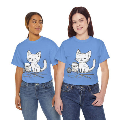 White Cat w/Takeout Yarn Art Tee Shirt