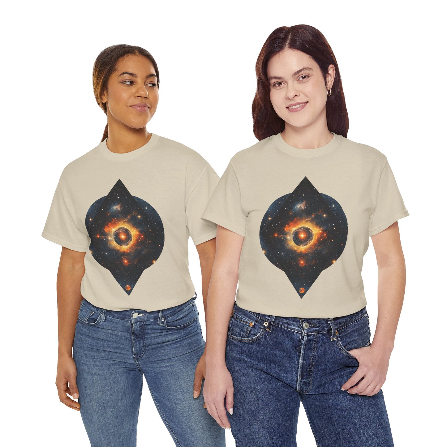 Rounded Diamond Shape Nebula Graphic Space Art Tee Shirt *Multiple Colors*