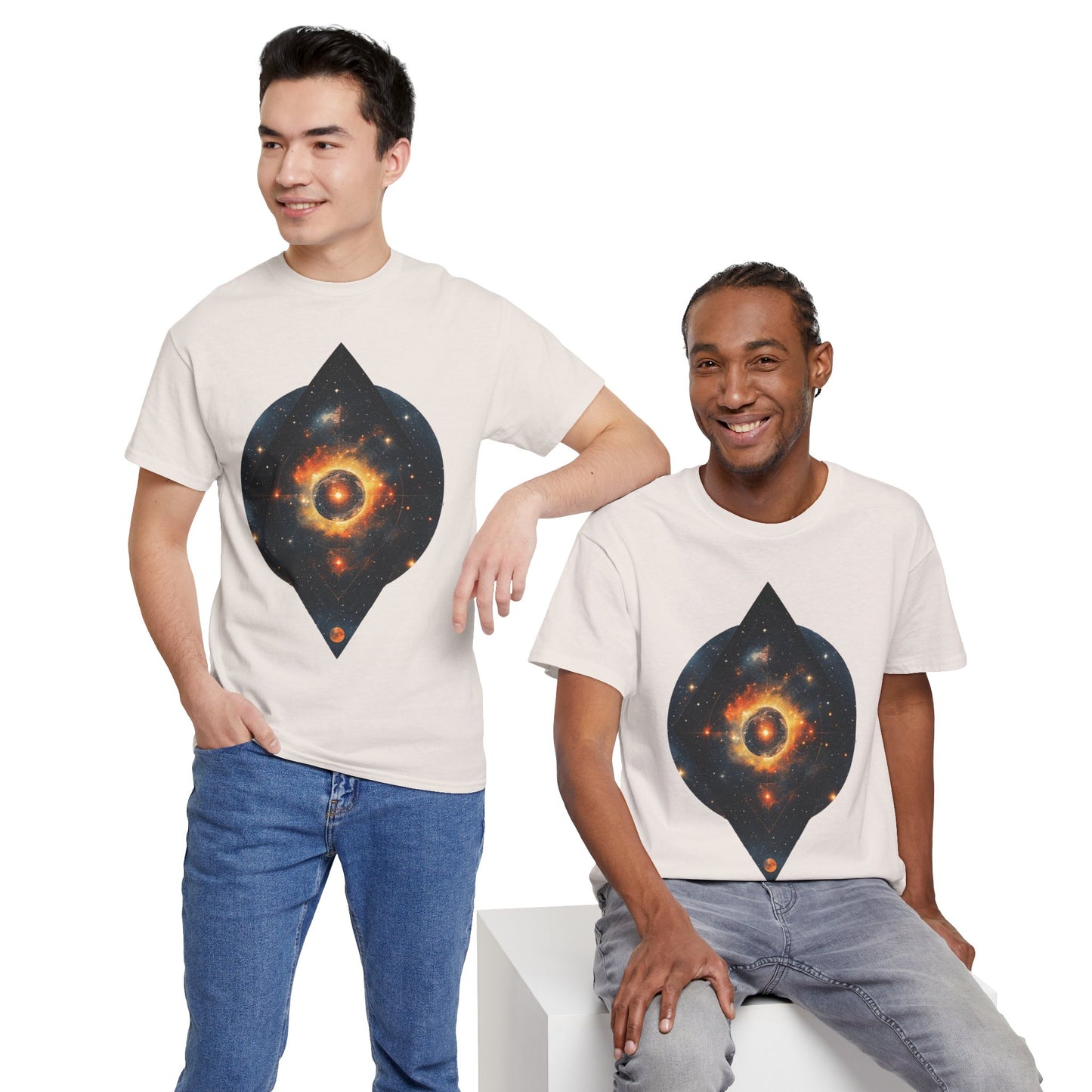 Rounded Diamond Shape Nebula Graphic Space Art Tee Shirt *Multiple Colors*