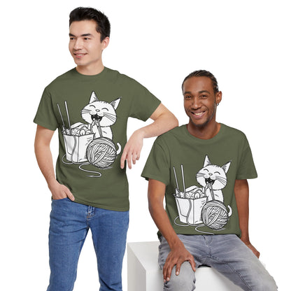 Happy Cat w/Noodles + Yarn Art Tee Shirt