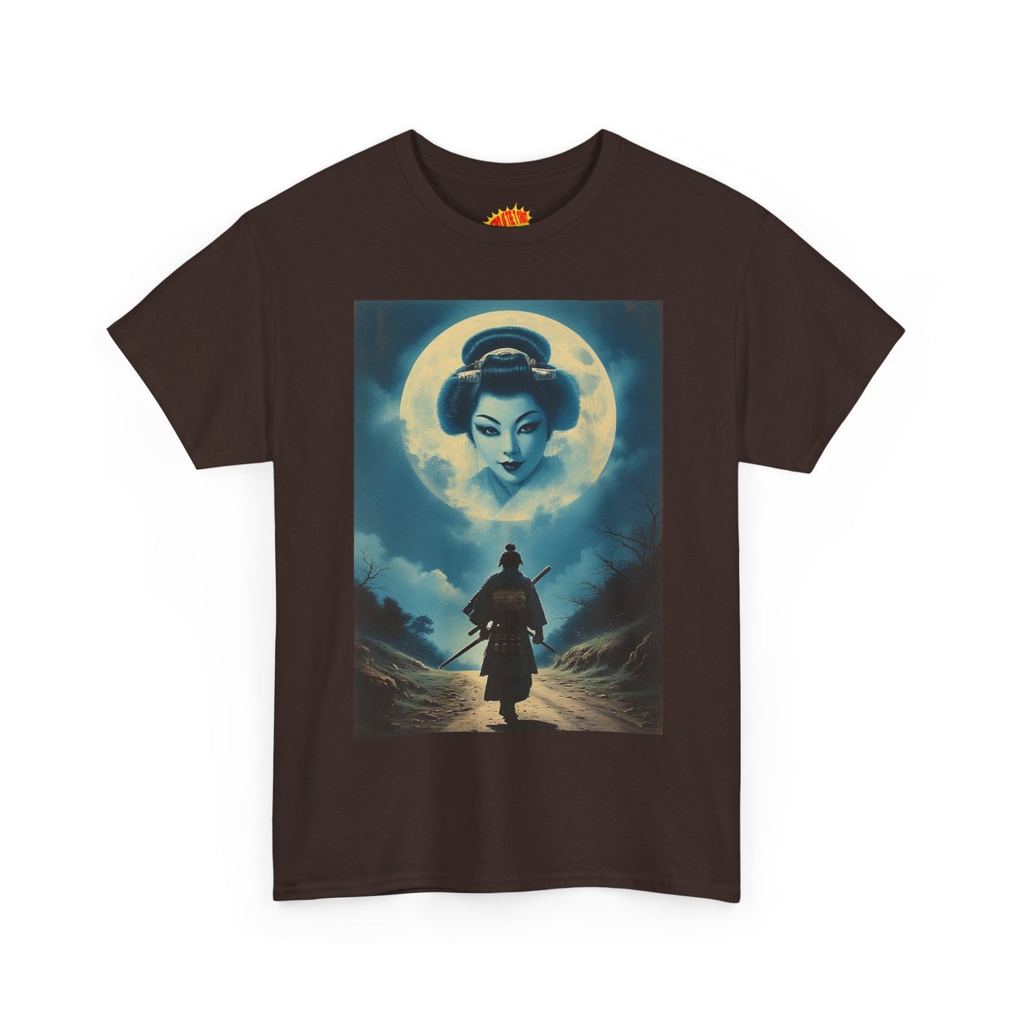 Walking Samurai w/Full Moon Geisha Woman T-Shirt *Multiple Colors*