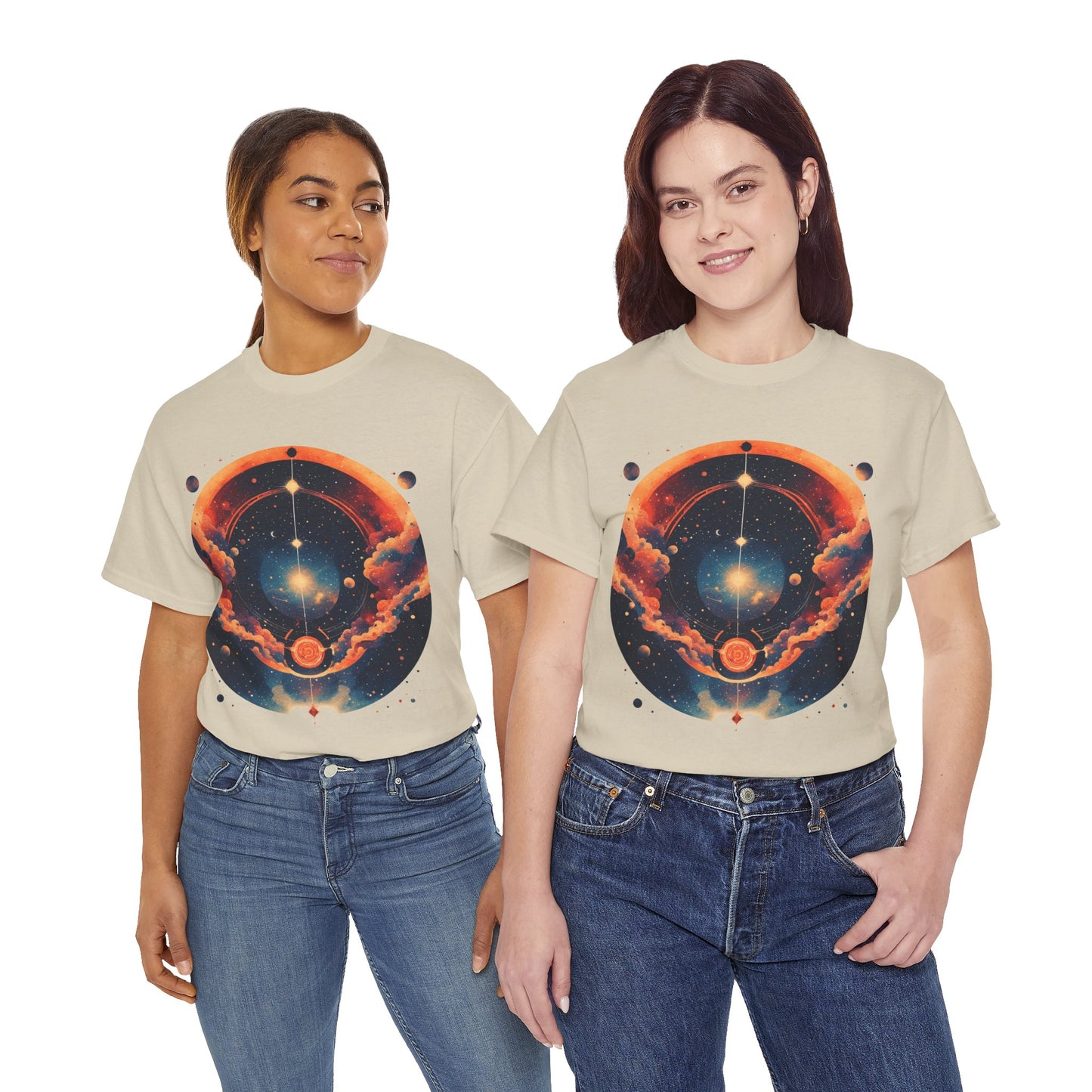 Round Galaxy Graphic Tee Shirt *Multiple Colors*