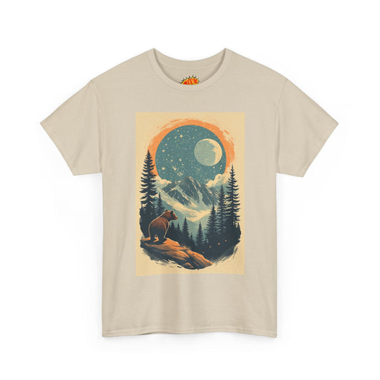 Vintage Style Mountain Bear Full Moon Scene T-Shirt *Multiple Colors*