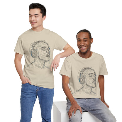 Line Drawing Portrait Graphic Music Art Tee Shirt