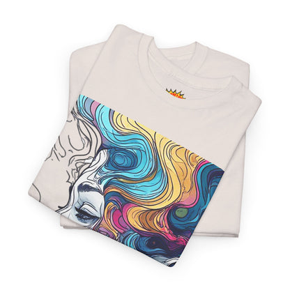 Face w/Color Hair Graphic Art Tee Shirt