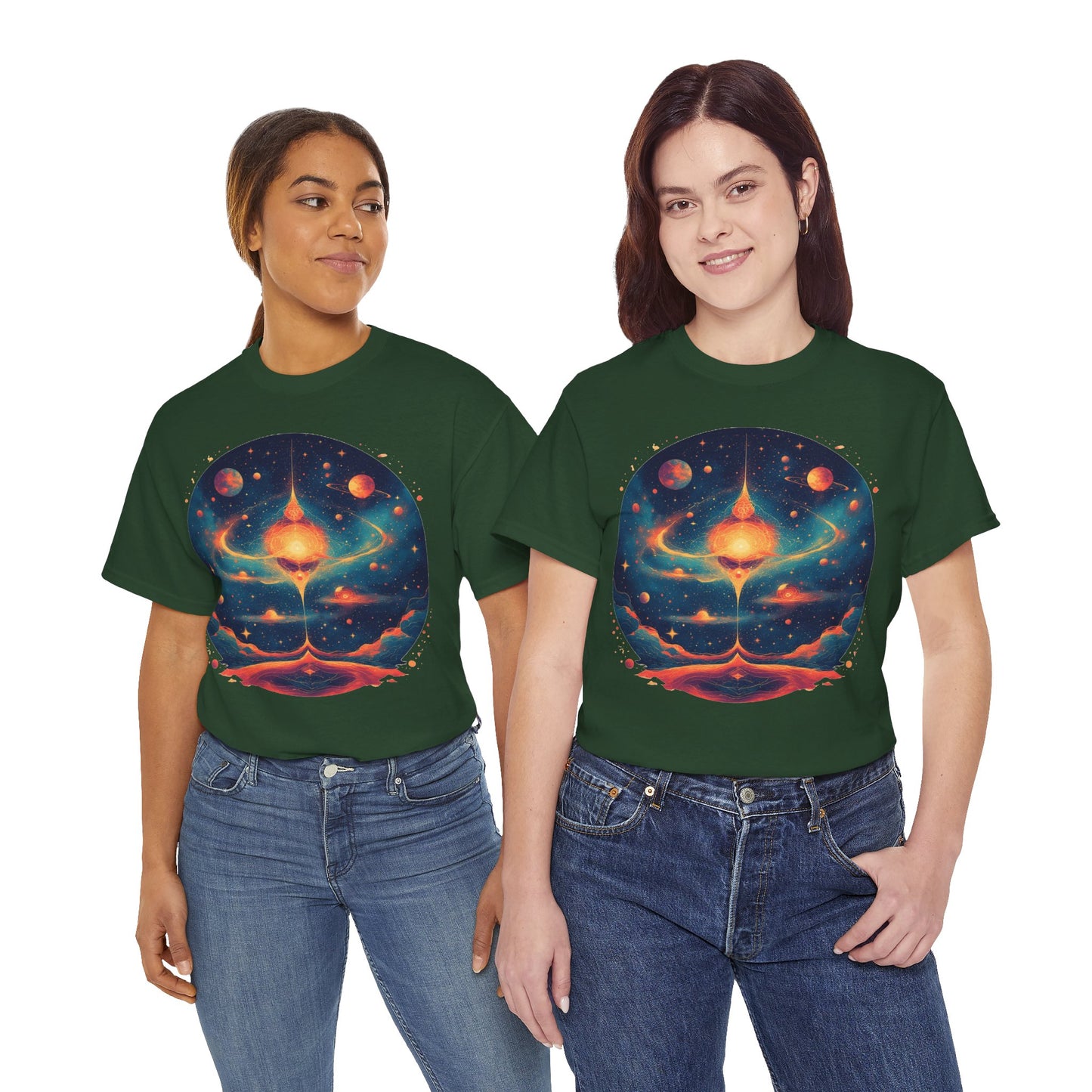 Round Galaxy w/Planets Graphic Tee Shirt *Multiple Colors*