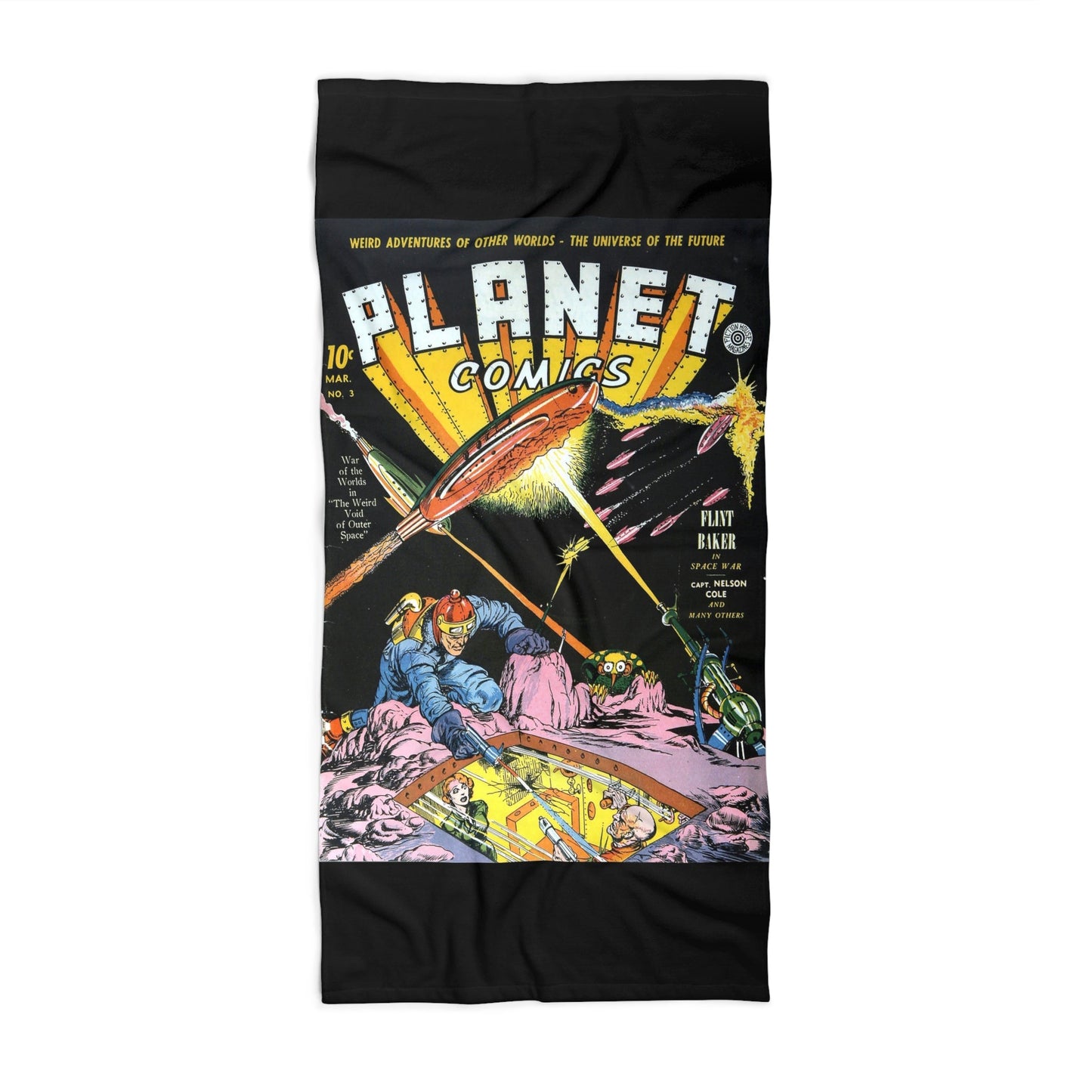 Planet Comics #3 Beach Towel Black