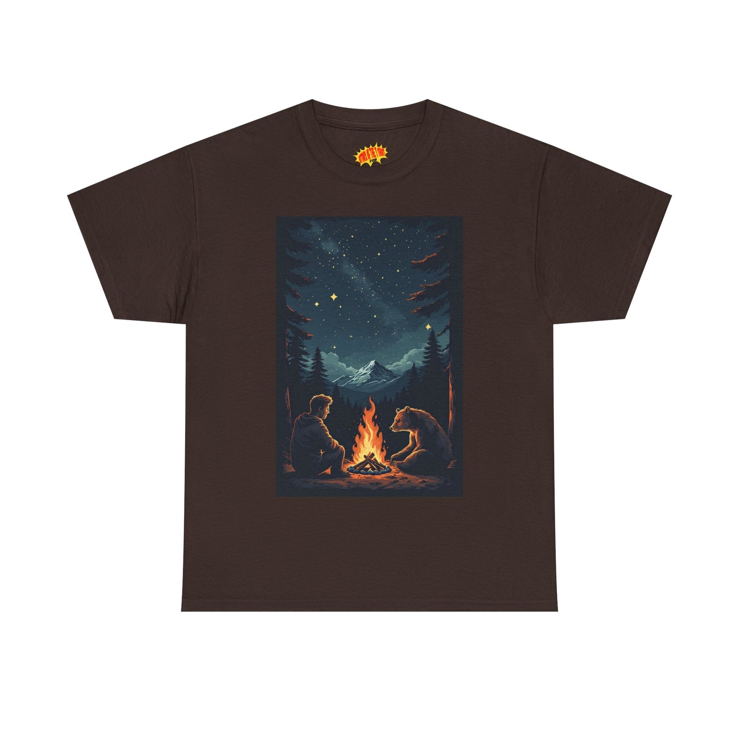 Mountain Man w/Bear Campfire Scene T-Shirt *Multiple Colors*