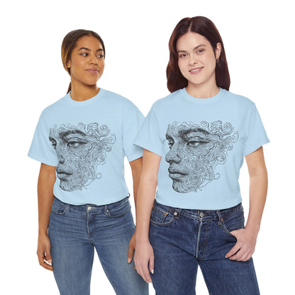Human Face Silhouette Line Drawing Graphic Art Tee Shirt