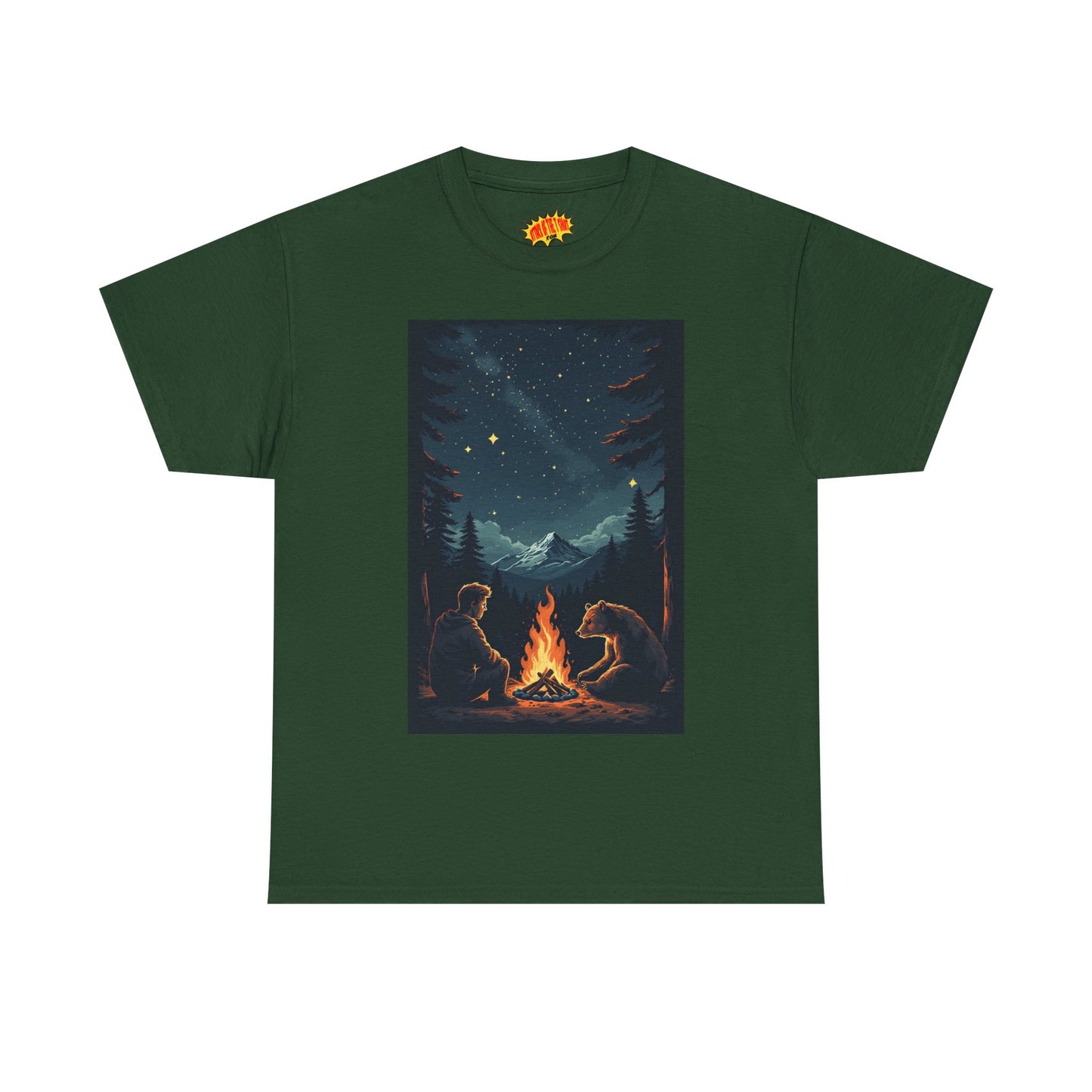 Mountain Man w/Bear Campfire Scene T-Shirt *Multiple Colors*